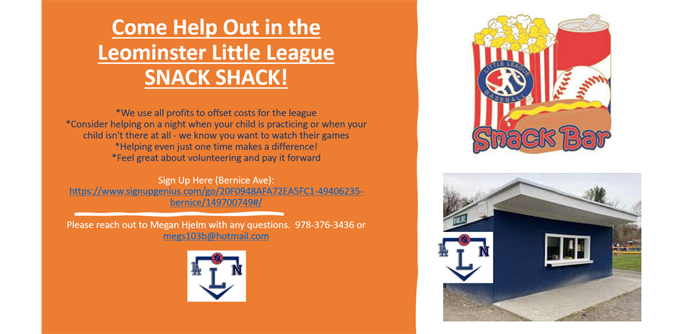 We need your help in the Snack Shack!
